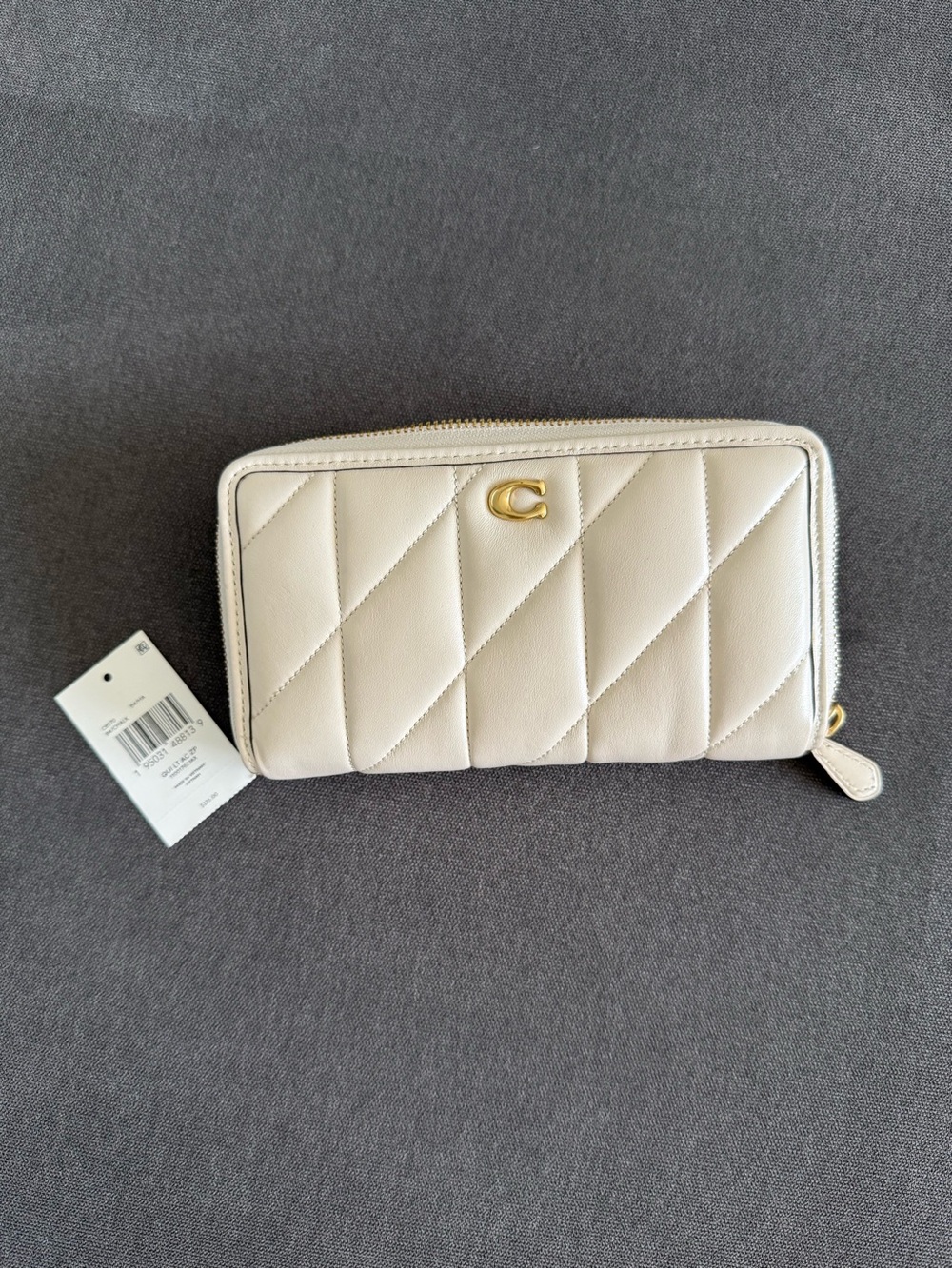 Coach Quilted Zip Wallet in Chalk/Gold